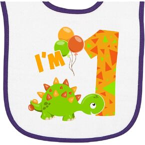 inktastic Happy Dinosaur First Birthday-green Baby Terry Cloth Bib