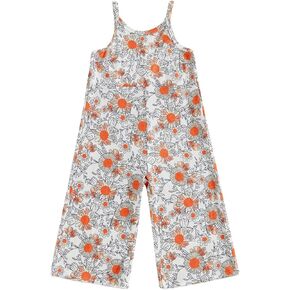 Emmababy Baby Girl Bell Bottom Romper Floral Jumpsuit Toddler Wide Leg Outfit Spaghetti Strap Overalls Sleeveless Playsuit