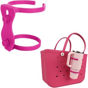BOXOB Cup Holder for Bogg Bag, Plastic Portable Drink Holder for Stanley 30oz 40oz Cups Accessories (Rose Red)
