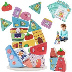 Stacking Toys for Toddlers 1-3, Colorful Houses Stacking Blocks, Stacking Toy for Kids 3 4 5 6 7 Year Old Boys Girls Gift, Building Blocks, Stacking Blocks, Stacking Education Toddler Puzzle Toy