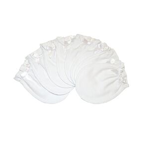 Soft White - 4 Pairs Cotton Newborn Baby/Infant No Scratch Mittens Gloves