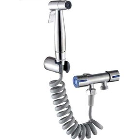 Spray Shower Head Bathroom Toilet Adapter Hose Kit - 304 Stainless Steel Toilet Spray Gun Set Supercharged Washing Machine Small Shower Brushed Toilet Companion Wall Mounted