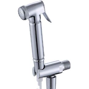 HandheldSprayer kit Hand-heldSpray kit BrassSpray Head with 1.5 m Stainless Steel Hose andHolder Cloth Diaper Sprayer WC Shower Spray Shower Set Silver