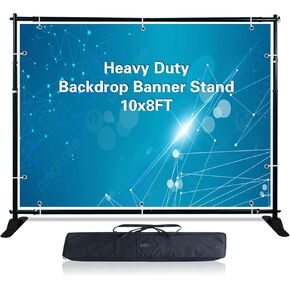 8x8 10x8 FT（WxH） HEAVY DUTY Banner Stand Telescopic Backdrop Step Repeat Backdrop Frame （STAND ONLY） for Parties Wedding Photoshoot Exhibition Background,With Carrying Bag