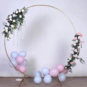 Tableclothsfactory 7.5 Ft Round Metal Wedding Arch Photo Booth Backdrop Stand - 100 Lbs Capacity - Gold