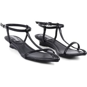 White Flat Sandals for Women Comfortable Low Wedge Sandal Beige Buckle Strappy Summer Shoes with Pointed Open Toe and Ankle Strap