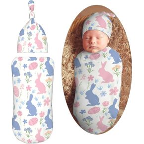 KiuLoam Cartoon Funny Cute Dachshunds Dog Newborn Swaddle Blanket with Hat Set Soft Baby Receiving Blankets Baby Swaddle Sack for Baby Boys Girls