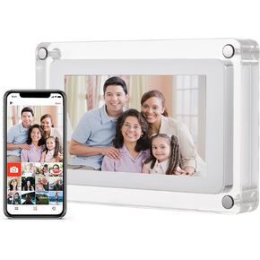 Andoer Photo Frames 10.1 Inch WiFi Acrylic Digital Photo Frame Digital Picture Frame Photo Music Video Player Auto Rotation Built-in 8GB Memory Battery Gift for Friends Families Frameo APP Sharing