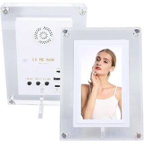 5 Inch Acrylic Digital Picture Frame - Automatic Rotating Digital Photo Frame with Colorful LED Art Photo Frame & 4G Memory for Home Office