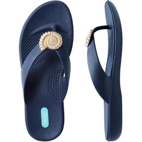 Oka-B Women's Elle Calypso Flip Flop Sandal with Spiral Shell Charms
