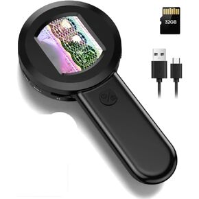 2 Inch Digital Microscope 100X Zoom Magnifying Glass with Light Coin Magnifier with 2 Color Light/Compatible