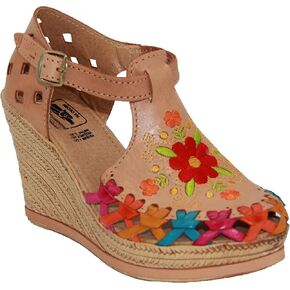 Western Shops Womens Leather Mexican Huarache Sandal, Womens Huarache Leather Wedge Sandal