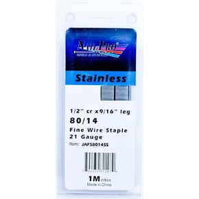 80/14SS 1/2" x 9/16" Leg Crown Stainless Steel Fine Wire Staples, 1000 Count (9/16" Leg)