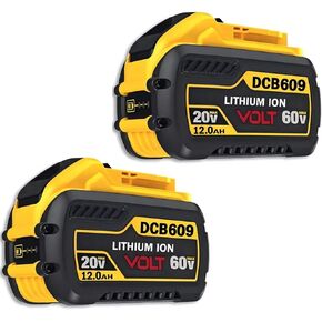 12.0-AH 20V/60V Replacement for DEWALT 60V Flex-Volt MAX Battery DCB606 DCB609 DCB612 Compatible with DeWalt 20V/60V Tools 2 Pack