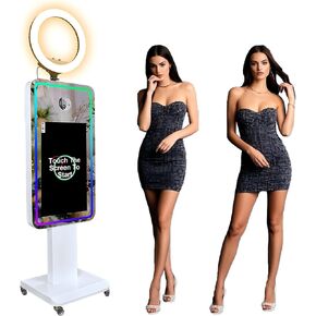 Portable Photo Booth for iPad (10.2" 10.5" 10.9" 12.9") | DSLR-Compatible Selfie Station with RGB Ring Light | Metal Shell, Multi-Function Photobooth Machine for Events & Rental