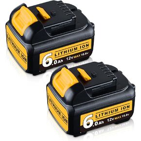 2 Pack 6000mAh DCB120 Replacement for Dewalt 12V Max Lithium ion Battery Compatible with Dewalt 12 Volt Max DCB124 DCB126 DCB127 DCB122 DCB125 and Charger