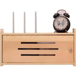 Floating Shelves Wireless Router Storage Box Solid Wooden Network Set Top Box TV Lower Row Socket Occlusion Box Wireless WiFi Router Shelf，C-50X10X25cm