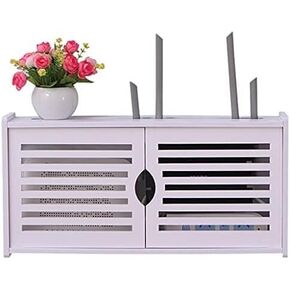 Router Storage Box，WiFi Router Bracket Set-top Floating Wall Mounted Shelf Router Equipment Wall Shelf for Living Room Hotel Home and Office WiFi Router，White-48 * 12 * 24cm