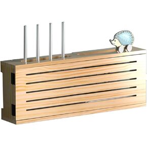 Floating Shelves Wooden Wireless Router Storage Box Wall Mounted Router Storage Shelf Wireless WiFi Router Shelf TV Lower Row Socket Occlusion Box，Nutural(c)-52.5x20x10cm
