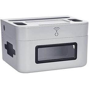 Router Storage Box，Shelf 2 Tiers Set-top Box Supports WiFi Router Bracket Set-top Shelf Bracket for TV Accessories WiFi Router TV Box Set Top Box Stands，Gray-29.5 * 21.5 * 17.5cm