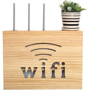 Floating Shelves Solid Wood Network Set Top Box Wall Mounted Router Storage Shelf Socket Shielding Wire Finishing Wire Box Creative Decorative Storage Box，Wooden Color(a)-39.5x23.5