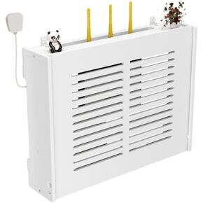 Floating Shelves Router Storage Wall Shelf Power Cord Socket Finishing Box WiFi Set Rack Top Hanging Boxes Multi Function Display Stand Shelf，White-42x31x11cm