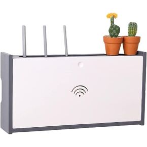 Wall Mounted Router Storage Box Wireless Router Storage Shelf， Socket Shielding Wire Finishing Wire Box Floating Shelf，Wall- Mounted WiFi Router Storage Box，White-d-28 * 25 * 10cm