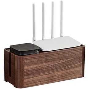 Router Storage Box，Router Storage Box WiFi Router Bracket Set-top 2 Tiers Set-top Box Supports Shelf Bracket for TV Accessories WiFi Router TV Box Set Top Box，Brown-32 * 14 * 13cm
