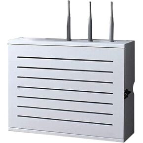 Wireless Router Storage Box Router Fences White Wireless Router Storage Shelf Wall-Mounted WiFi Router Storage Box Socket Shielding Wire Finishing Wire Box，-Inner Diameter 40cm