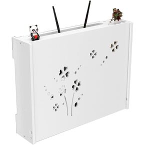 Floating Shelves WiFi Router Fenches Router Storage Box TV Lower Row Socket Occlusion Box Creative Decorative Storage Box Multifunctional Shelf，White-47x36x11cm