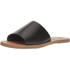 Steve Madden Grace Open Toe Slip-On Strap Slide Sandals Wide Black Leather