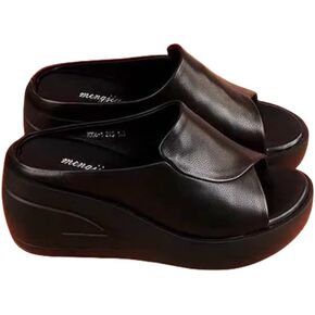 Orthopedic Sandals Summer Comfortable Orthotic Leather Wedges Slides Dressy Platform Heel Arch Support Slip Sandals