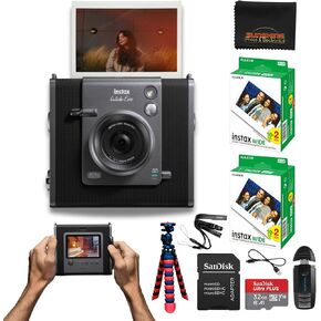INSTAX Wide EVO Hybrid Instant Film Camera with 2 Packs Fujifilm Instax Wide Instant Film Twin Pack + 32GB Memory Card + Card Reader + Octo Tripod + Sunshine Photo Microfiber Cleaning Cloth
