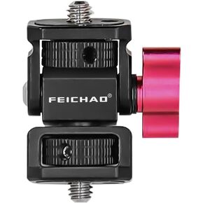 FEICHAO Rotation Monitor Holder 1/4 to 1/4/Cold Shoe Mount Adapter Compatible with Hero 13 DSLR Camera Flash Light Stabilizer Accessories (A Without Pin+Red)