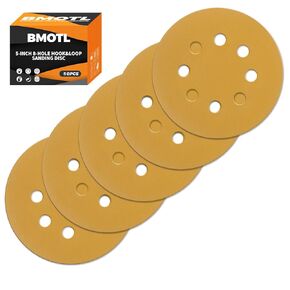 150 Grit Sanding Discs 5-Inch 8-Hole: 50Pcs Hook & Loop Round Sandpaper for Random Orbital Sander Replacement Pad,Wood Furniture Finishing/Automotive/Metal Polishing