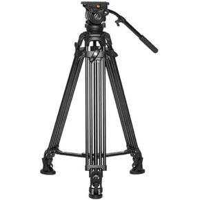 Ikan 2 Stage Aluminum Video Tripod w/ GH05 Fluid Pan/Tilt Head, Maximum Height: 67″, 75mm Bowl, Variable Tilt/Drag, 15.4lb Capacity, Includes Padded Shoulder Bag (EG05A2) - Black