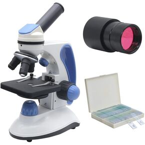 Microscope Kit 40X-2000X Monocular Microscope, with Adjustable Top/Bottom Lights LED Illumination Microscope Lens Adapters