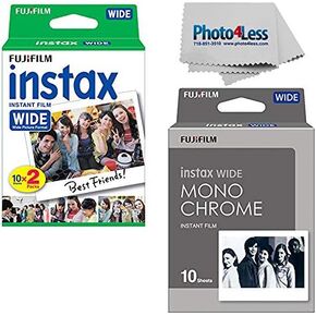 Fujifilm Instax Wide Instant Film Twin Pack (20 Sheets) + Fujifilm Instax Wide Monochrome Film (10 Sheets) + Camera and Lens Cleaning Cloth top Value Bundle