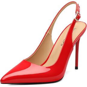 MOVINSTEPS Slingback Heels for Women Pumps Pointed Closed Toe Buckle Sexy Stiletto High Heels Prom Office Work Wedding Fashion Elegant Dressy Shoes 4 Inch