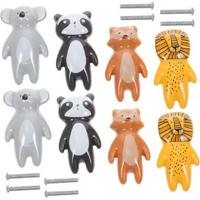 Chrome Childrens Knobs 8pcs Cartoon Style Ceramic Cabinet Door Handles Easy to Use