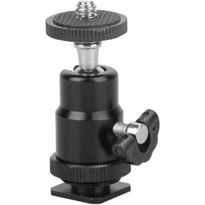 Mini Ball Head, Portable 360 Degree Panoramic Tripod Ball Head Aluminum Camera Mount Ball Head with Hot Shoe for Microphone Light, Quick