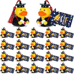 12 Pcs Graduation Ducks with Card Tags,Blue Grad Rubber Ducks 2025 for Student Party Favors Bathtub Swimming Pool Toys Jeeps Ducking Cake Decoration Heartwarming Gifts