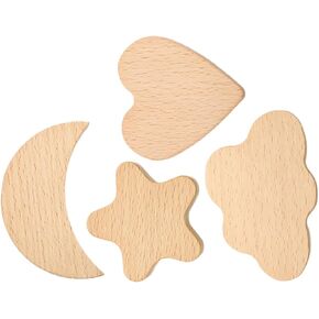 4pcs Cartoon Wooden Drawer Pull Knobs Single-Hole Cabinet Handles for Boys and Girls Furniture Moon Heart Easy to Install for Dressers and Wardrobes
