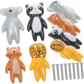 TOYANDONA 8pcs Cute Animal Cabinet Knobs Cartoon Drawer Handles for Boys and Girls Rooms Featuring and Lion Designs for Dressers Wardrobes and Nursery Furniture