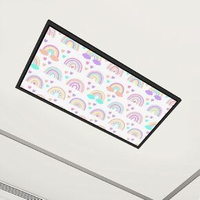 6 Pack Fluorescent Light Covers Kids Boho Rainbow Pattern Modern Pastel Rainbows Baby Boho Seamles Decorative Magnetic Ceiling Covers Light Shade Panel for Classroom Office 4 x 2 ft