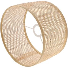 Checkered Rattan Woven Light Shade Decorative Ceiling Lamp for Living Room