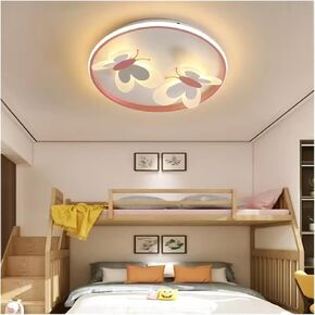 Kids Ceiling lamp Butterfly Decorative Pink Ceiling Light Study Children Room Kid Creative Lamps Indoor Girl Bedroom lamp(Neutral Light,3 Butterflies)