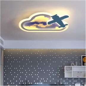 Blue Sky Lampshade Indoor Lighting Dimmable with Airplane Lamps Chandeliers for Living Room Kids Boy Study Light Home Decoration