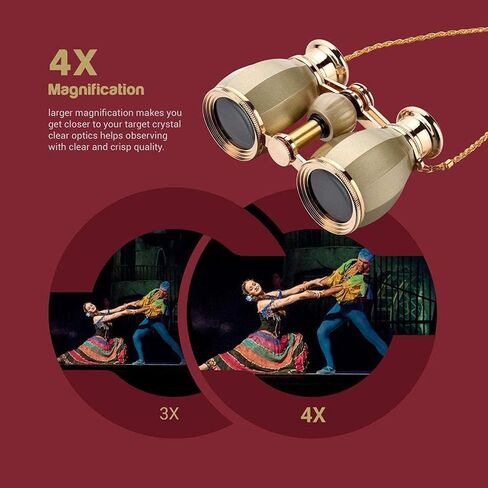 Telescope High Power Binoculars 4X30 Binoculars, Binoculars Compact for Adults Kids BAK4 Prism Lens Retro Design Metal Frame Telescope with Chain Elegant Design for Women Girls Concert in Saudi Arabia