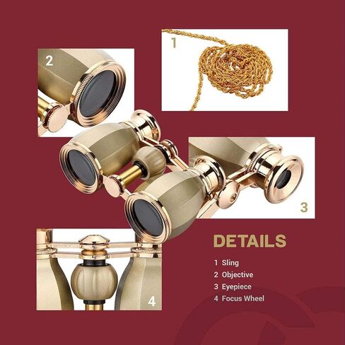 Telescope High Power Binoculars 4X30 Binoculars, Binoculars Compact for Adults Kids BAK4 Prism Lens Retro Design Metal Frame Telescope with Chain Elegant Design for Women Girls Concert in Saudi Arabia